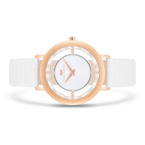 Damen Quarzuhr roségold Echtleder weiß
