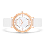 Damen Quarzuhr roségold Echtleder weiß
