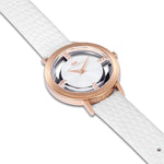 Damen Quarzuhr roségold Echtleder weiß