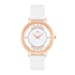 Damen Quarzuhr roségold Echtleder weiß