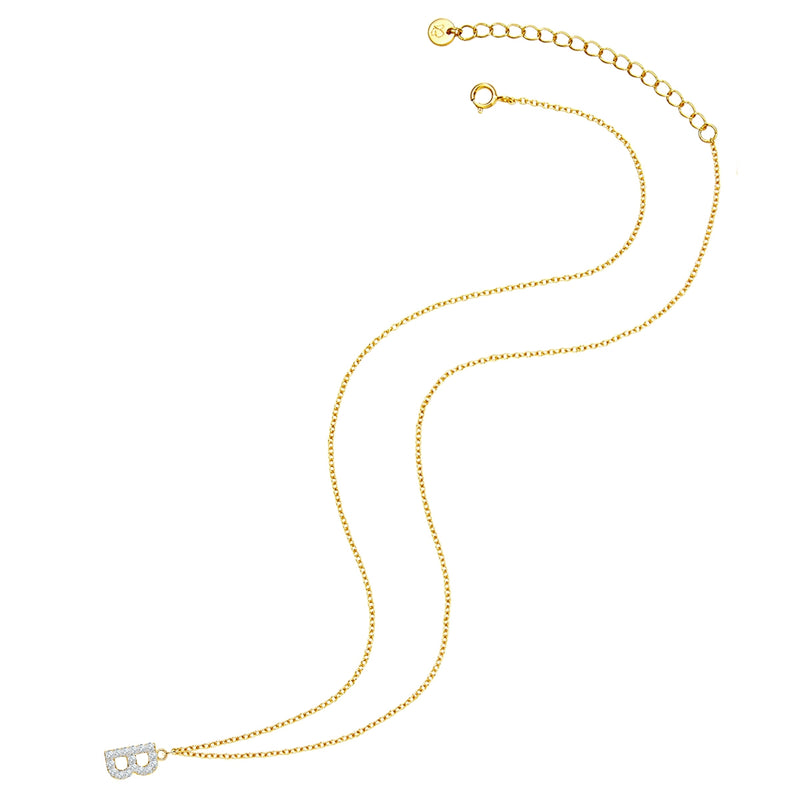 Kette mit Anhänger Sterling Silber gelbgold Zirkonia weiß