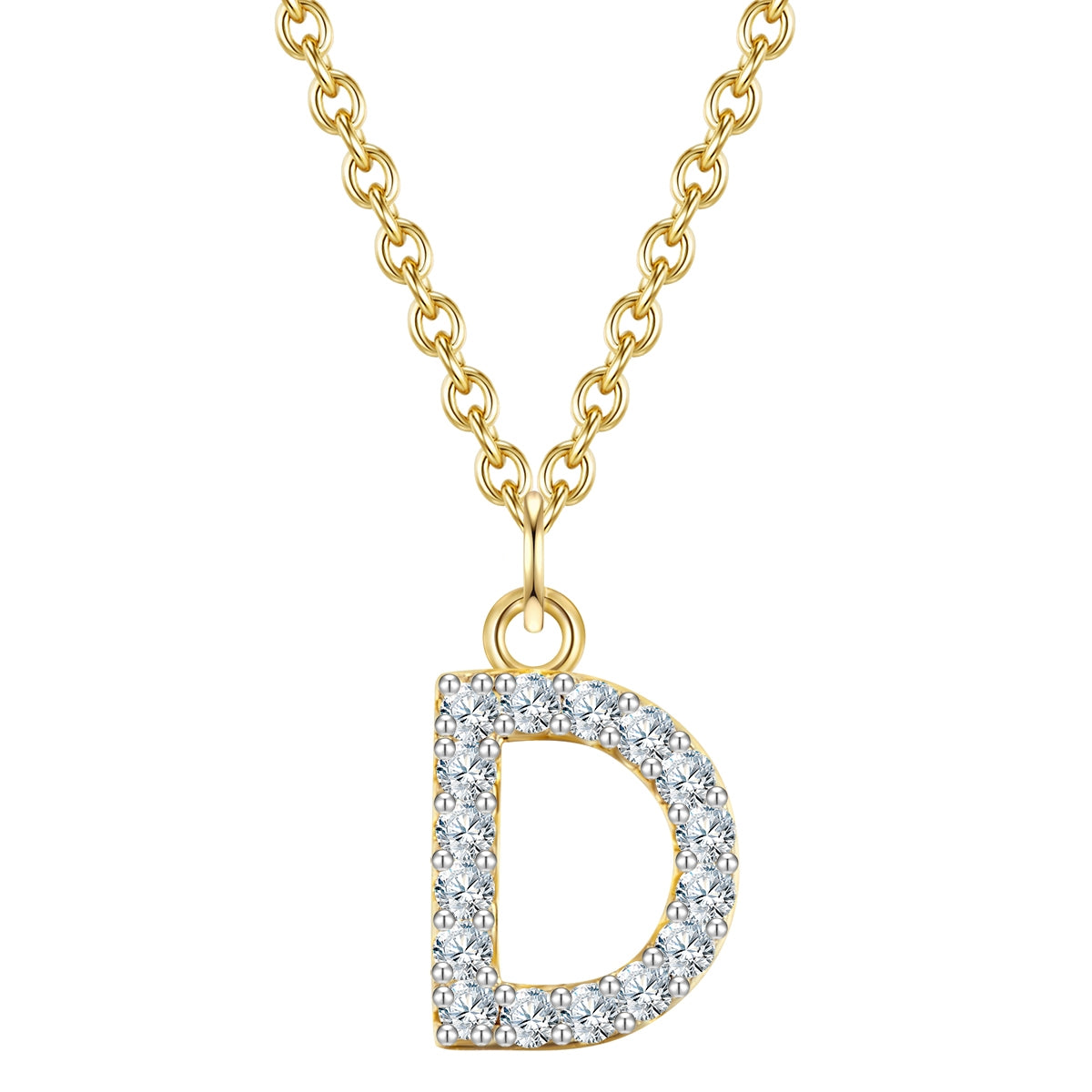 Kette mit Anhänger Sterling Silber gelbgold Zirkonia weiß
