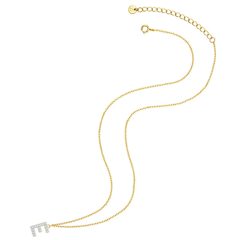 Kette mit Anhänger Sterling Silber gelbgold Zirkonia weiß