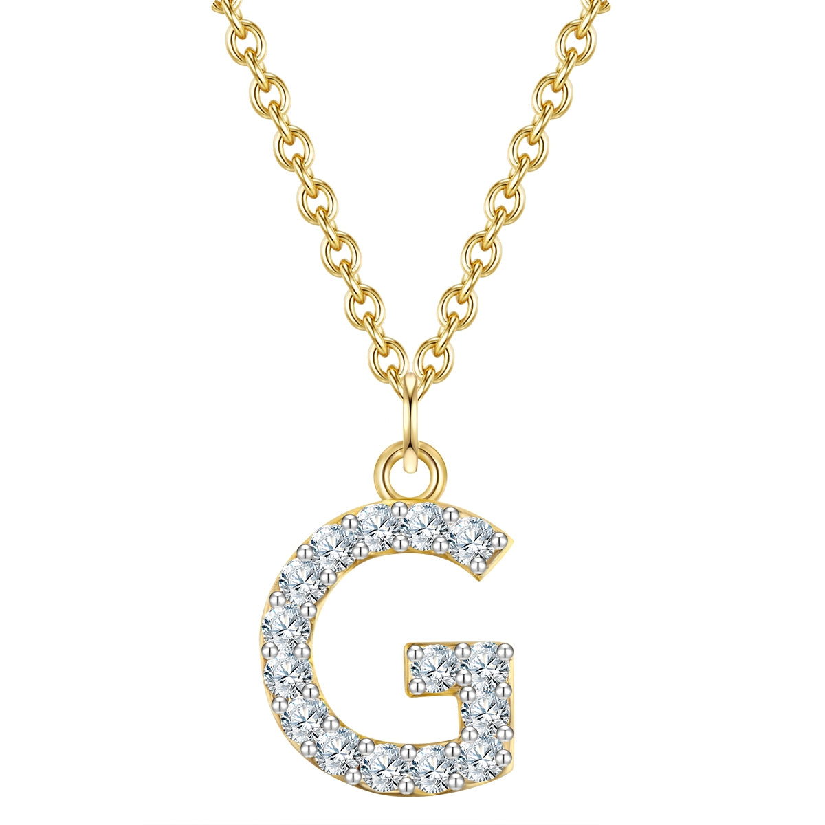 Kette mit Anhänger Sterling Silber gelbgold Zirkonia weiß