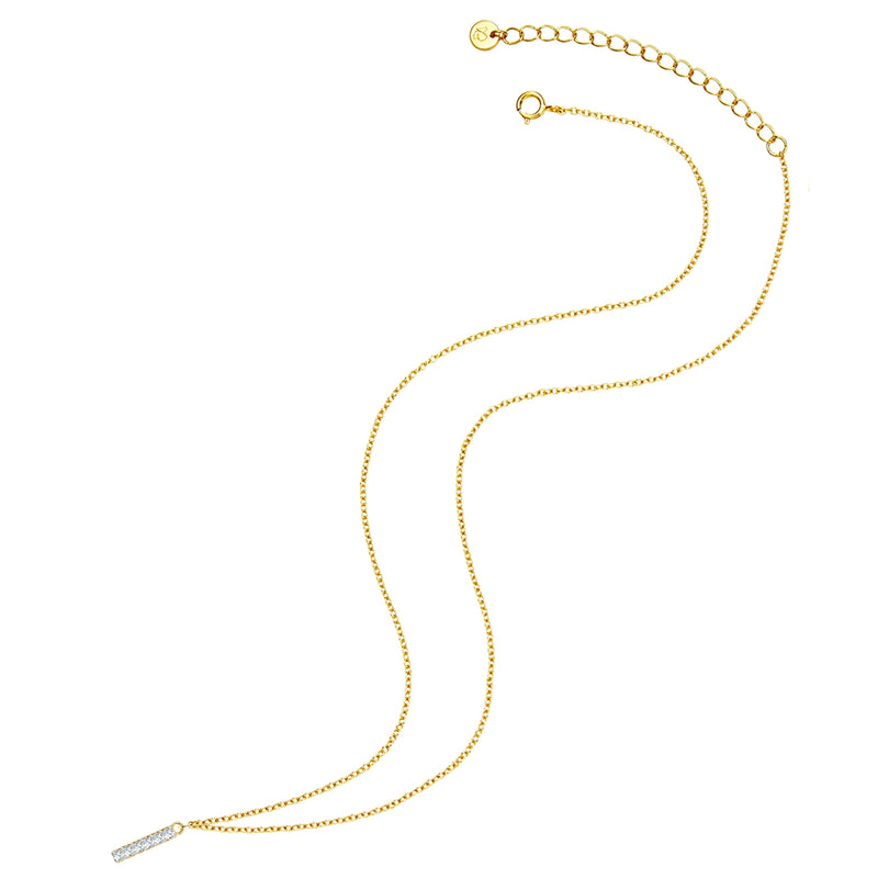 Kette mit Anhänger Sterling Silber gelbgold Zirkonia weiß