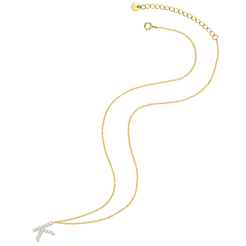 Kette mit Anhänger Sterling Silber gelbgold Zirkonia weiß