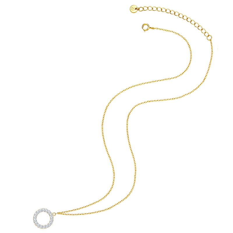 Kette mit Anhänger Sterling Silber gelbgold Zirkonia weiß