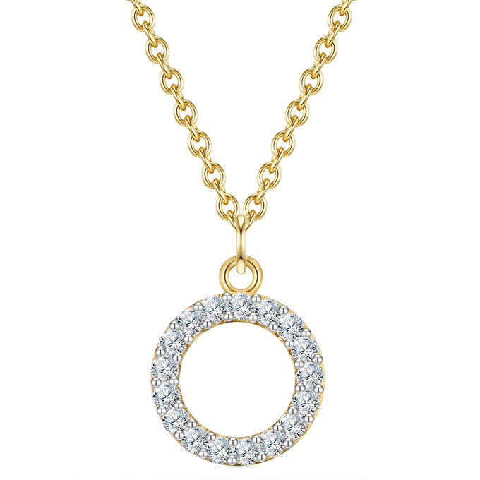 Kette mit Anhänger Sterling Silber gelbgold Zirkonia weiß