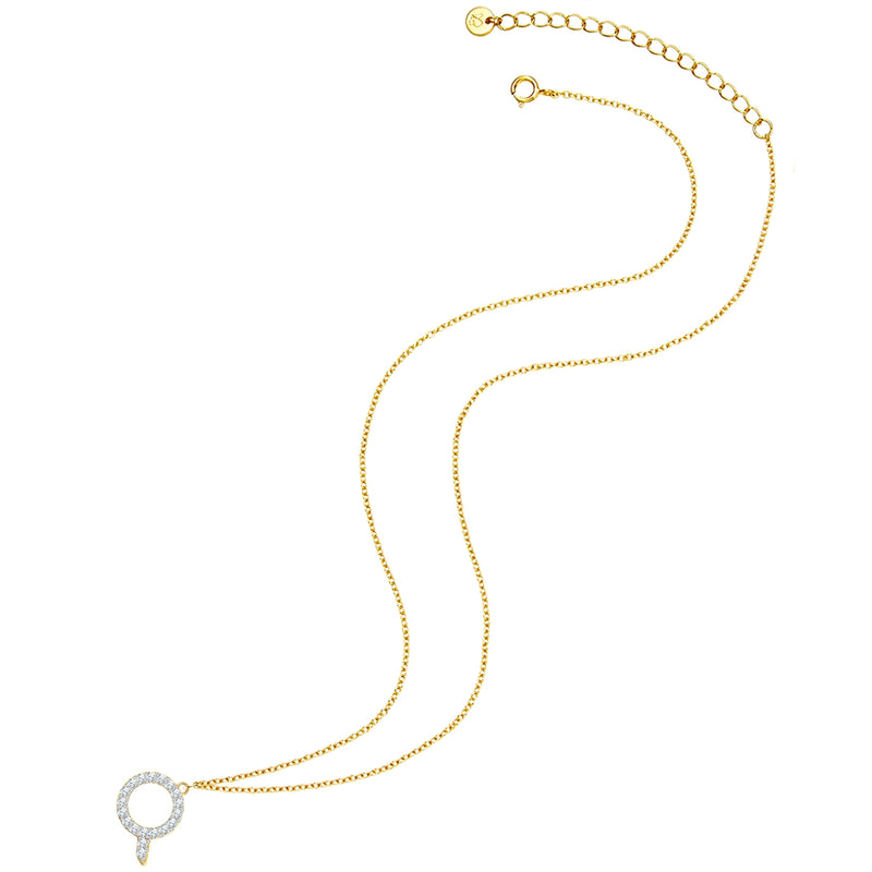 Kette mit Anhänger Sterling Silber gelbgold Zirkonia weiß