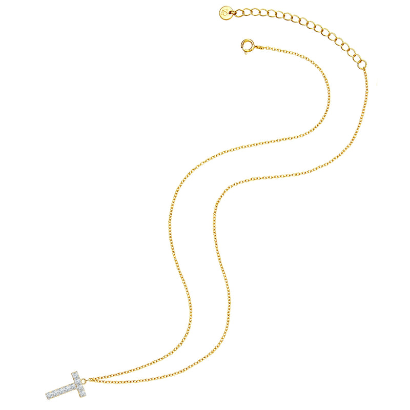 Kette mit Anhänger Sterling Silber gelbgold Zirkonia weiß
