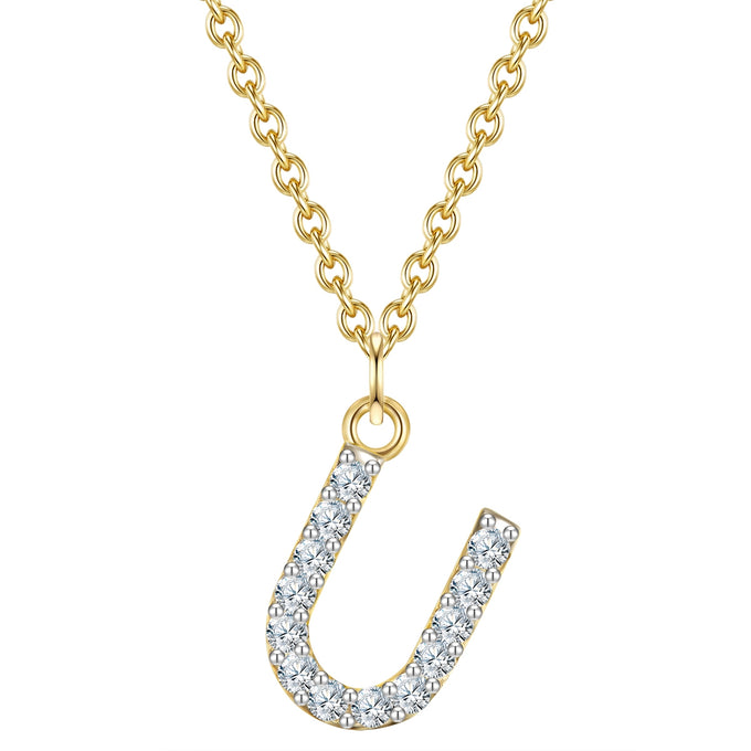 Kette mit Anhänger Sterling Silber gelbgold Zirkonia weiß