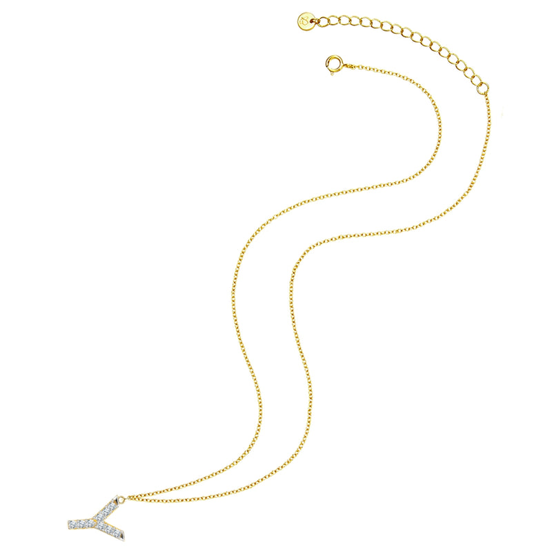 Kette mit Anhänger Sterling Silber gelbgold Zirkonia weiß