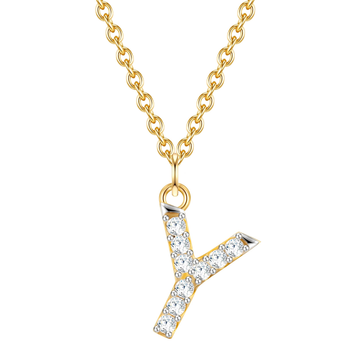 Kette mit Anhänger Sterling Silber gelbgold Zirkonia weiß
