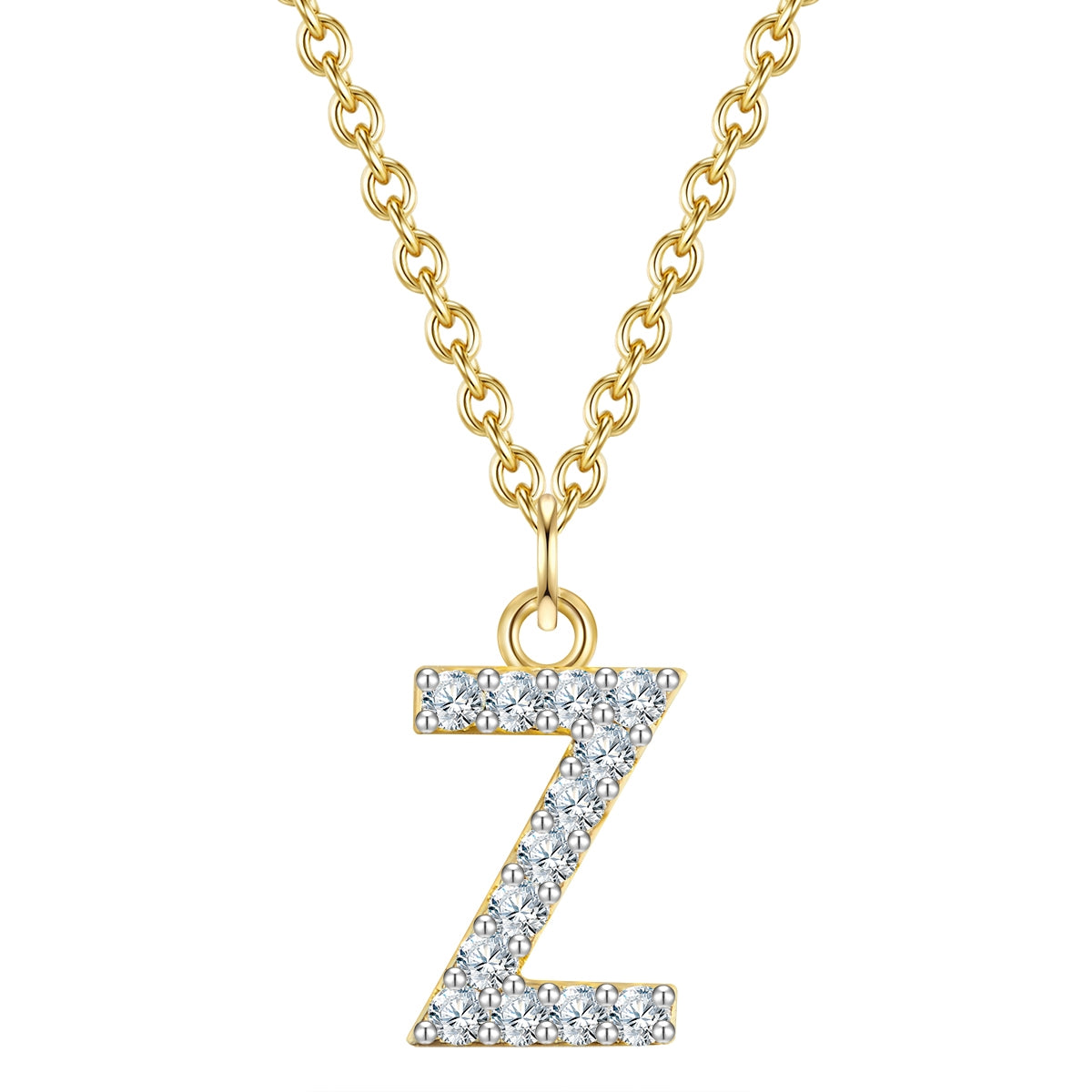 Kette mit Anhänger Sterling Silber gelbgold Zirkonia weiß