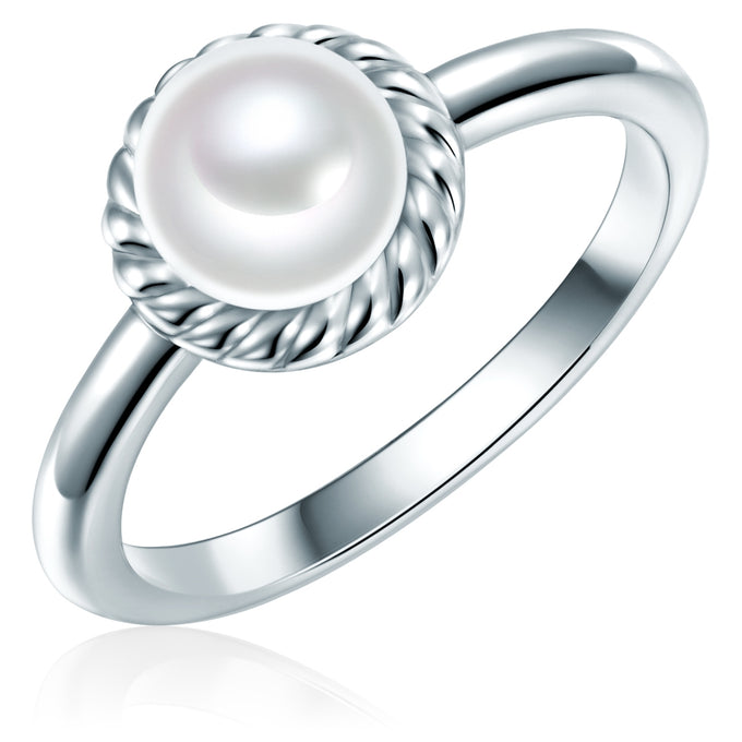 Ring Sterling Silber Süßwasser-Zuchtperle weiß