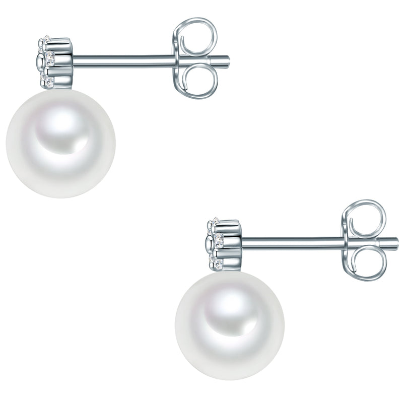 Ohrstecker Sterling Silber Süßwasser Zuchtperle weiß Zirkonia weiß