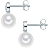 Ohrstecker Sterling Silber Süßwasser-Zuchtperle weiß Zirkonia weiß