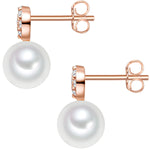 Ohrstecker Sterling Silber roségold Süßwasser Zuchtperle weiß Zirkonia weiß