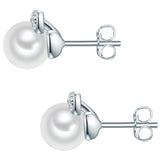 Ohrstecker Sterling Silber Süßwasser-Zuchtperle weiß Zirkonia weiß