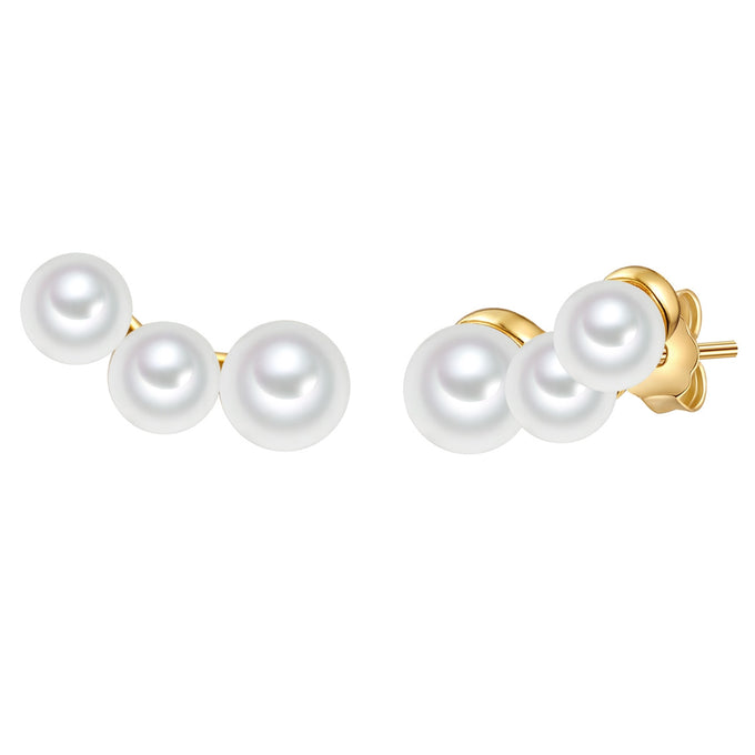 Ohrstecker Sterling Silber gelbgold Süßwasser-Zuchtperle weiß