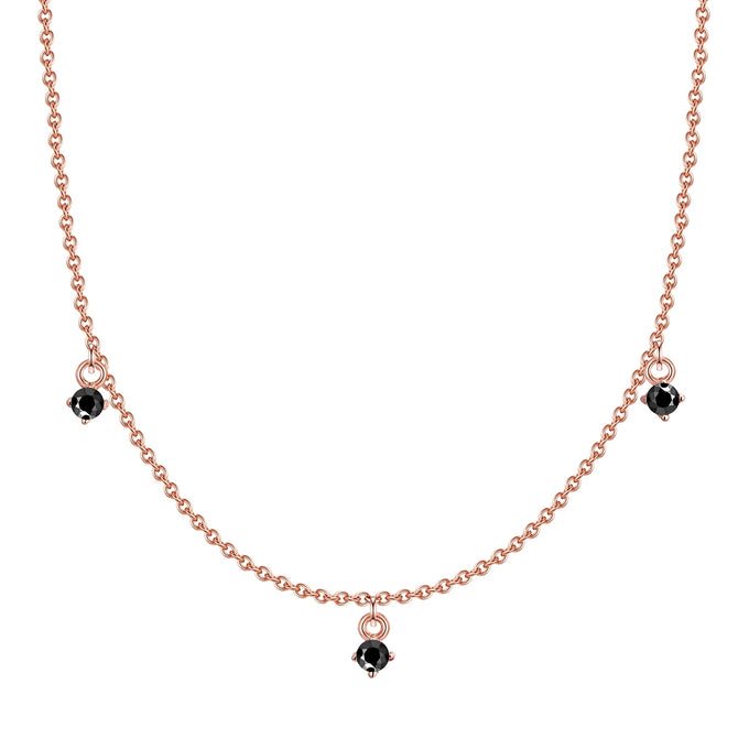 Kette mit Anhänger Sterling Silber rosévergoldet Spinell schwarz