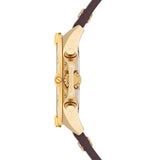 Herren Quarzuhr gelbgold Echtleder braun