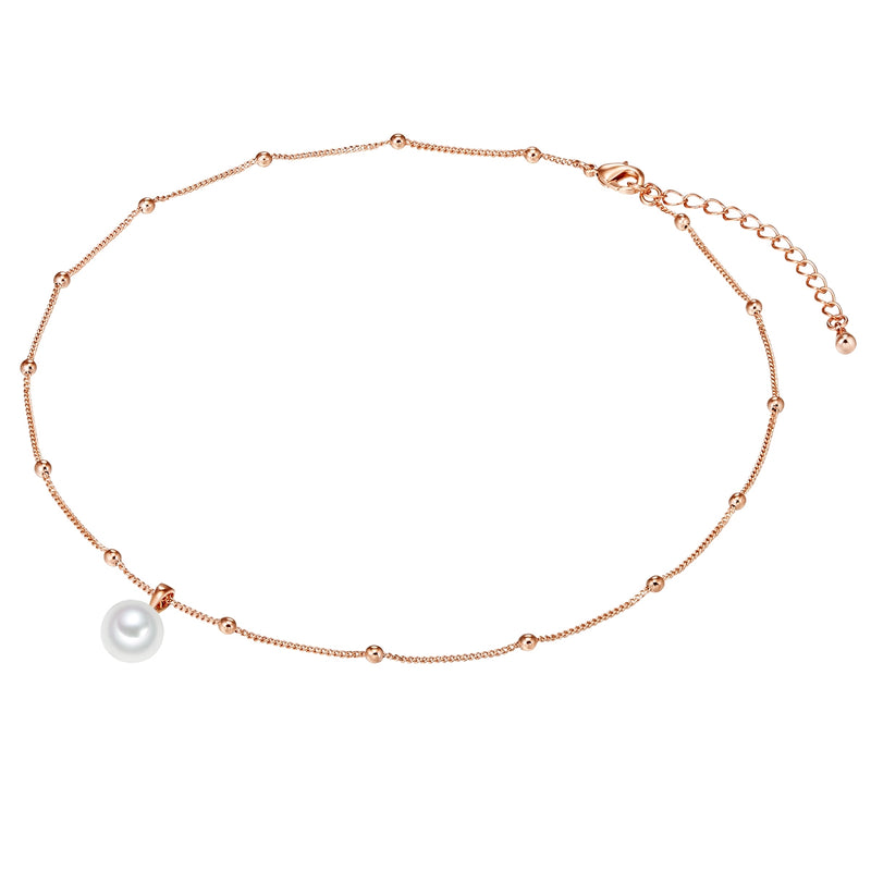 Kette roségold Muschelkernperle weiß