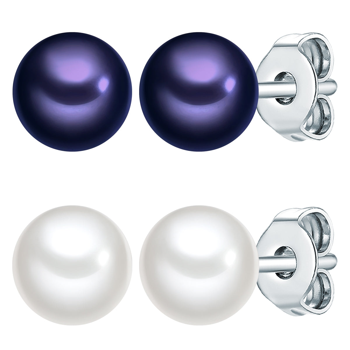 2er Set Ohrstecker Muschelkernperle weiß violett