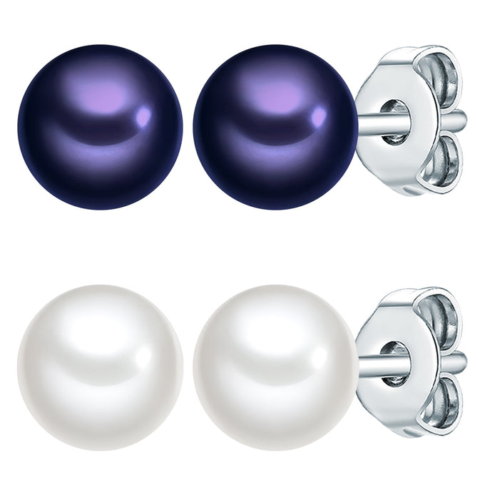 2er Set Ohrstecker Muschelkernperle weiß violett