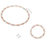 Set (Armband+Kette+Ohrstecker) Sterling Silber Süßwasser-Zuchtperle multicolor