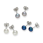 3er Set Ohrstecker Süßwasser-Zuchtperle multicolor