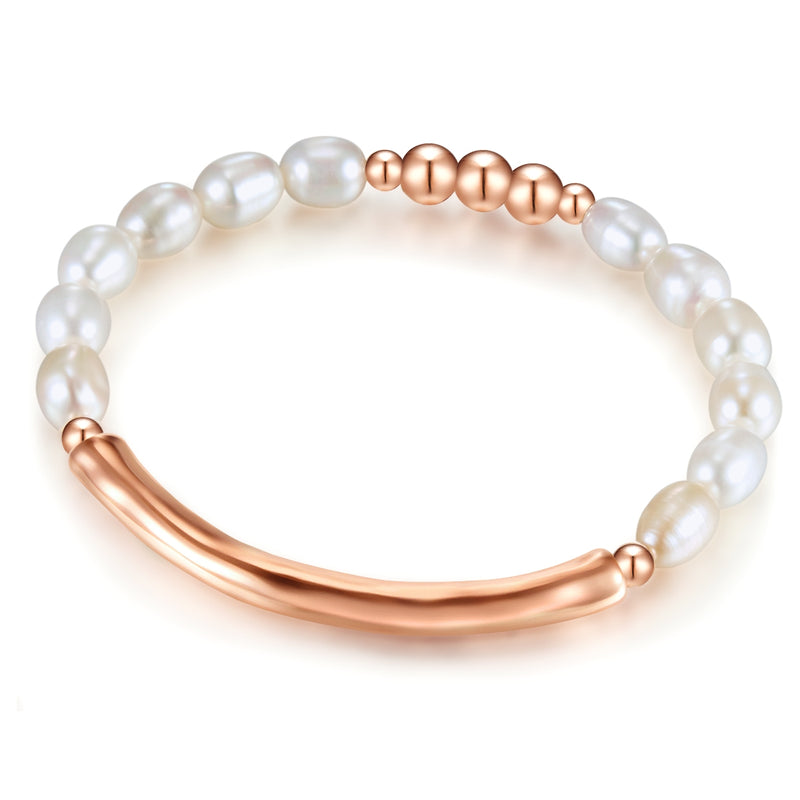 Armband roségold Süßwasser-Zuchtperle weiß