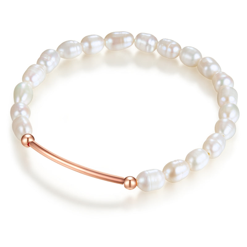 Armband roségold Süßwasser-Zuchtperle weiß