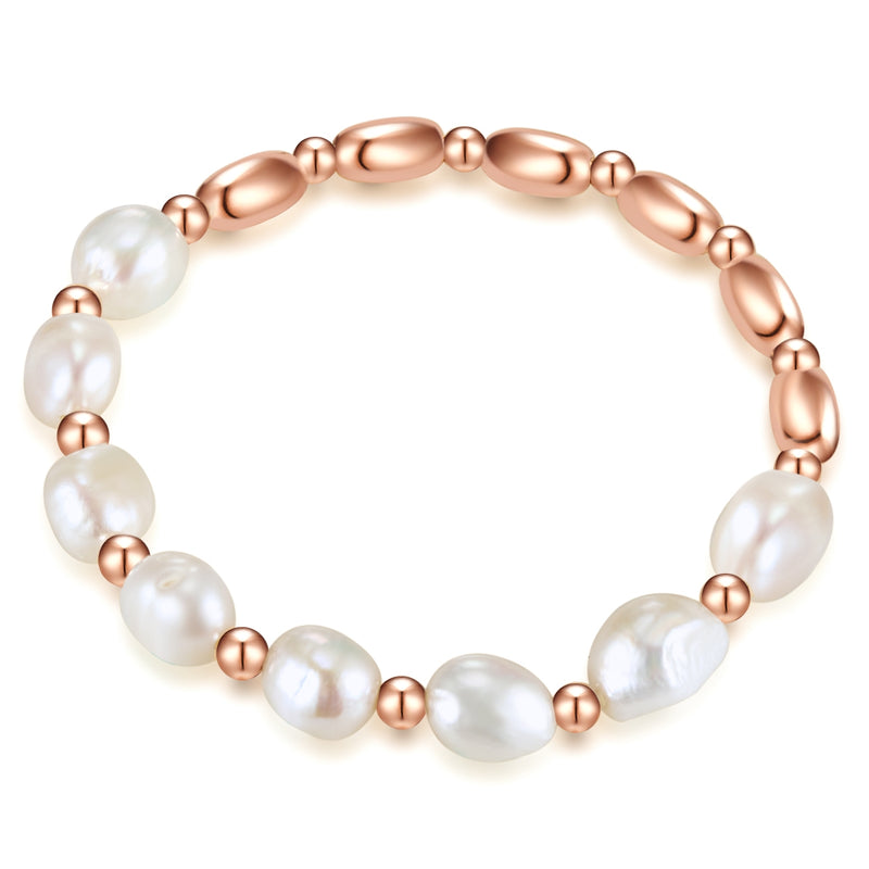 Armband roségold Süßwasser-Zuchtperle weiß