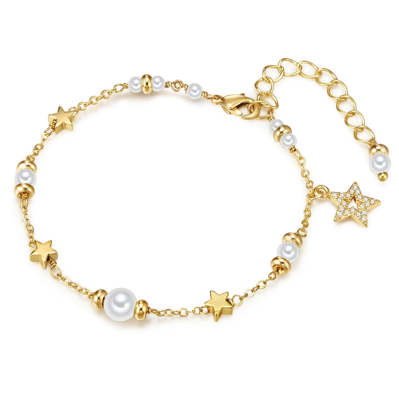 Armband gelbgold Muschelkernperle weiß
