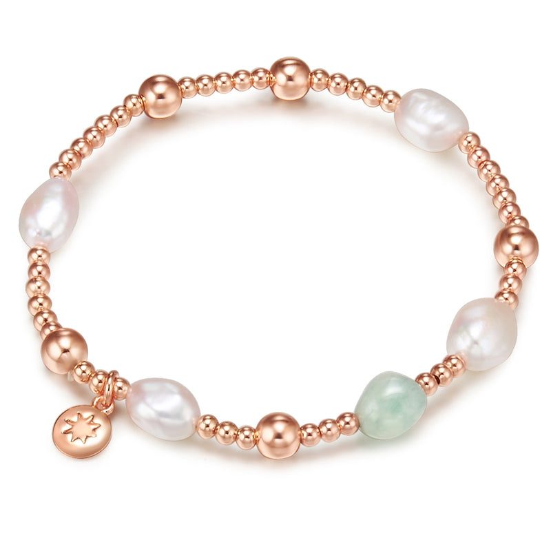 Armband roségold Süßwasser-Zuchtperle weiß