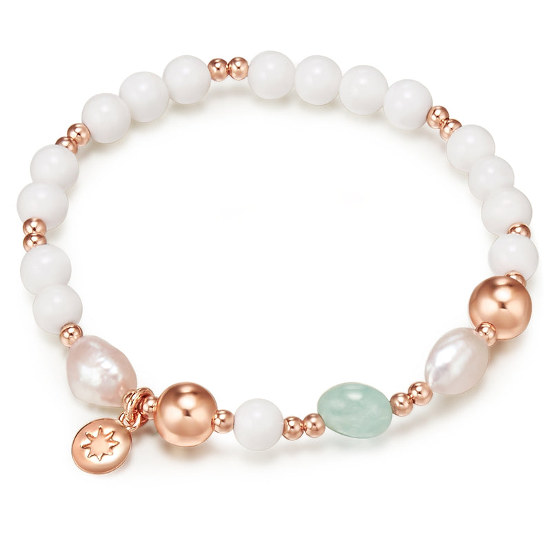 Armband roségold Süßwasser-Zuchtperle weiß