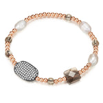 Armband roségold Süßwasser-Zuchtperle weiß Zirkonia weiß