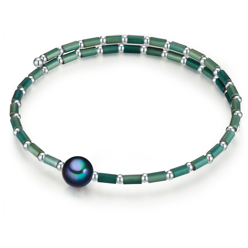 Armband Muschelkernperle blau