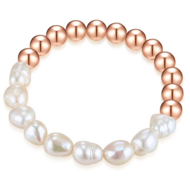 Armband roségold Süßwasser-Zuchtperle weiß