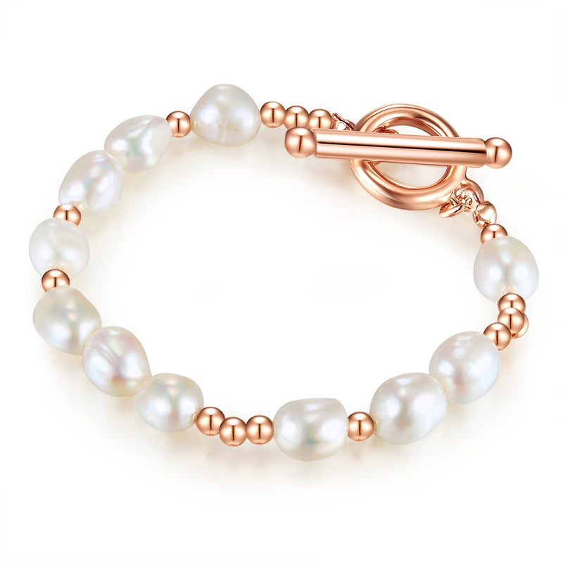 Armband roségold Süßwasser-Zuchtperle weiß