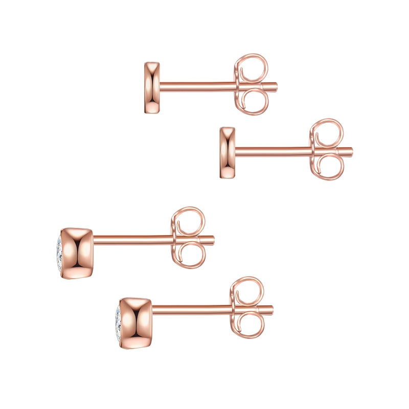 2er Set Ohrstecker roségold Zirkonia weiß