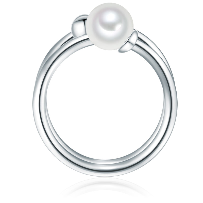 Ring Sterling Silber Süßwasser-Zuchtperle weiß