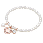 Armband roségold Muschelkernperle weiß Kristall weiß