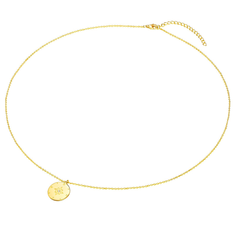 Kette mit Anhänger Sterling Silber gelbgold Diamant weiß