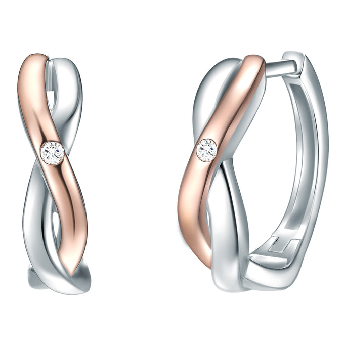 Creolen Sterling Silber bicolor Diamant weiß
