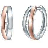 Creolen Sterling Silber bicolor Diamant weiß