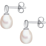 Ohrstecker Sterling Silber Süßwasser-Zuchtperle creme Diamant weiß