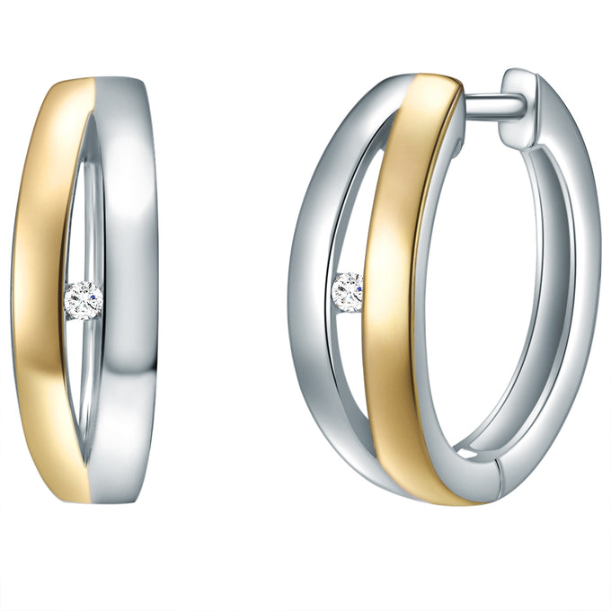 Creolen Sterling Silber bicolor Diamant weiß