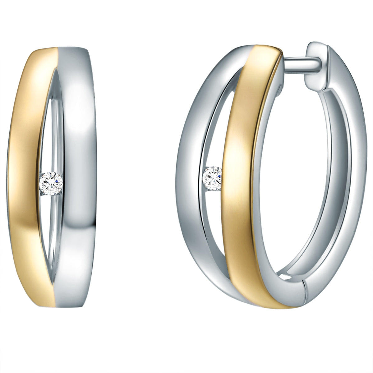 Creolen Sterling Silber bicolor Diamant weiß